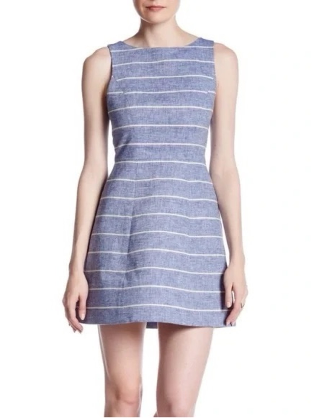 Alice + Olivia Blue White Lindsey Linen Striped Mini Dress, Size 0